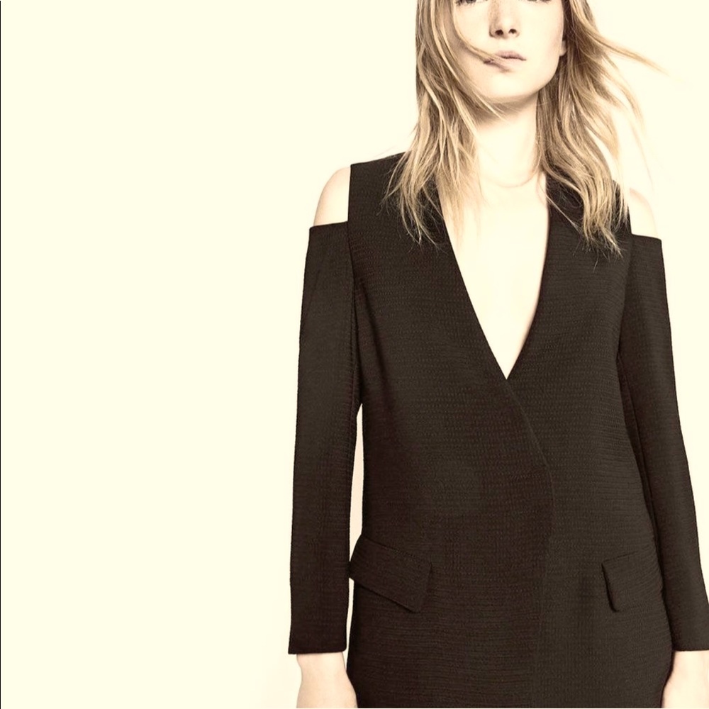 Zara Basic Collection Tuxedo Style Cold Shoulder … - image 2